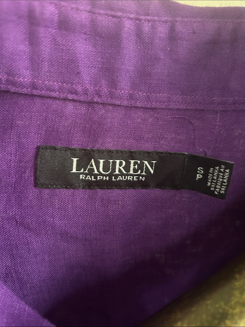 Lauren Ralph Lauren Royal Purple Short-Sleeve Linen Button-Down - Picture 4 of 6